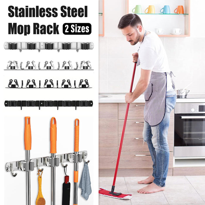 Punch Free Wall Mounted Mop Rack SUS304 Stainless Steel
