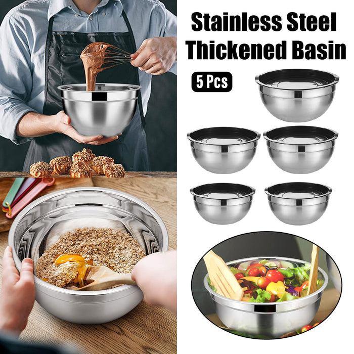 5 Piece Stainless Steel Mixing Bowl Set with Airtight Lids