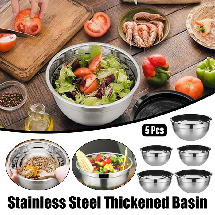5 Piece Stainless Steel Mixing Bowl Set with Airtight Lids