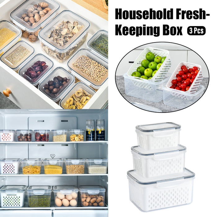 3 Piece Food Storage Container Set With Draining Baskets