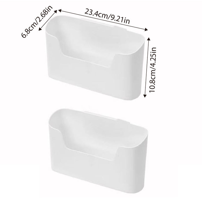 2PCS Wall Mounted Storage Rack Set Self Adhesive White