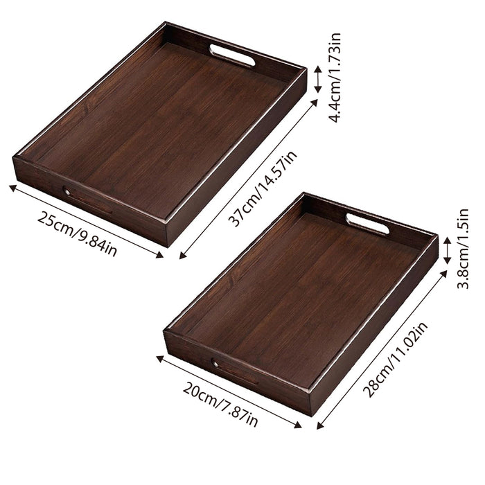 Bamboo Tea Serving Tray Walnut Colour with Handles