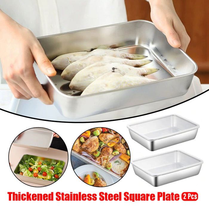 2pcs Stainless Steel Food Storage Containers With Lid, 55x200x55mm