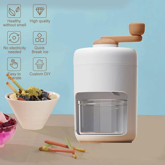 Manual Hand Crank Ice Crusher Machine Food Grade White Brown