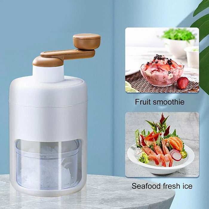 Manual Hand Crank Ice Crusher Machine Food Grade White Brown