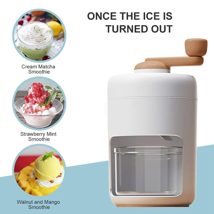 Manual Hand Crank Ice Crusher Machine Food Grade White Brown