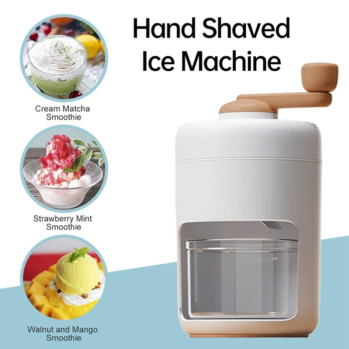 Manual Hand Crank Ice Crusher Machine Food Grade White Brown