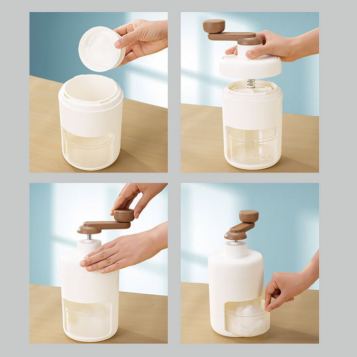 Manual Hand Crank Ice Crusher Machine Food Grade White Brown