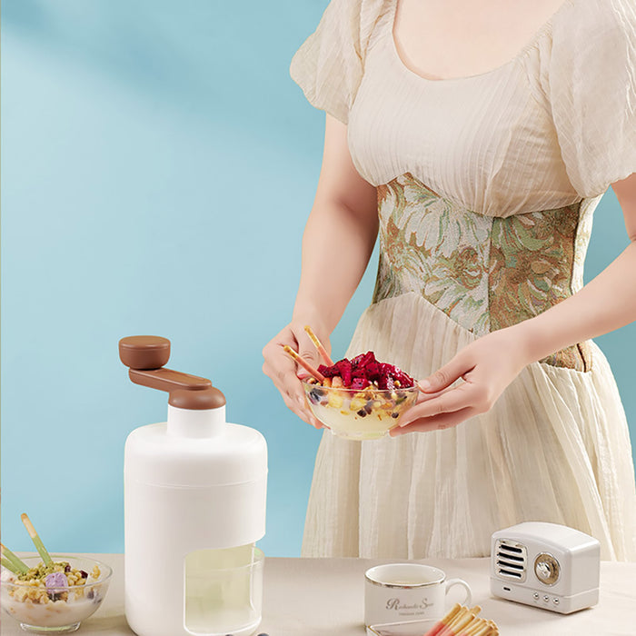 Manual Hand Crank Ice Crusher Machine Food Grade White Brown