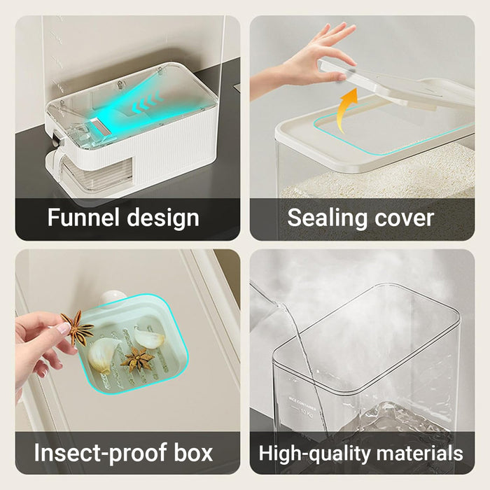 Rice Cereal Dispenser 10KG Transparent Grain Container