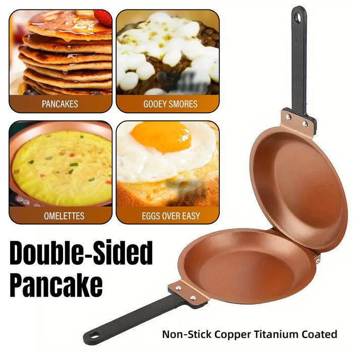 Double-Sided Folding Frying Pan Titanium Steel 18cm for Pancakes and Omelettes