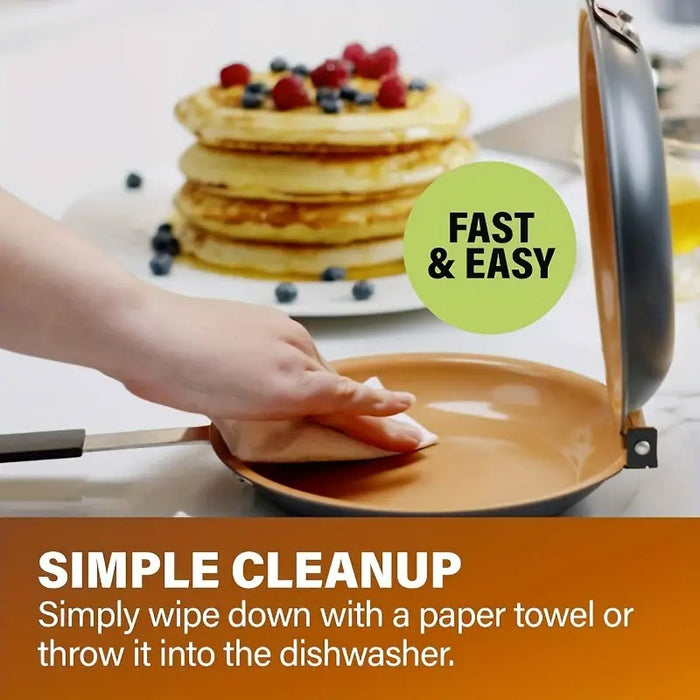 Double-Sided Folding Frying Pan Titanium Steel 18cm for Pancakes and Omelettes