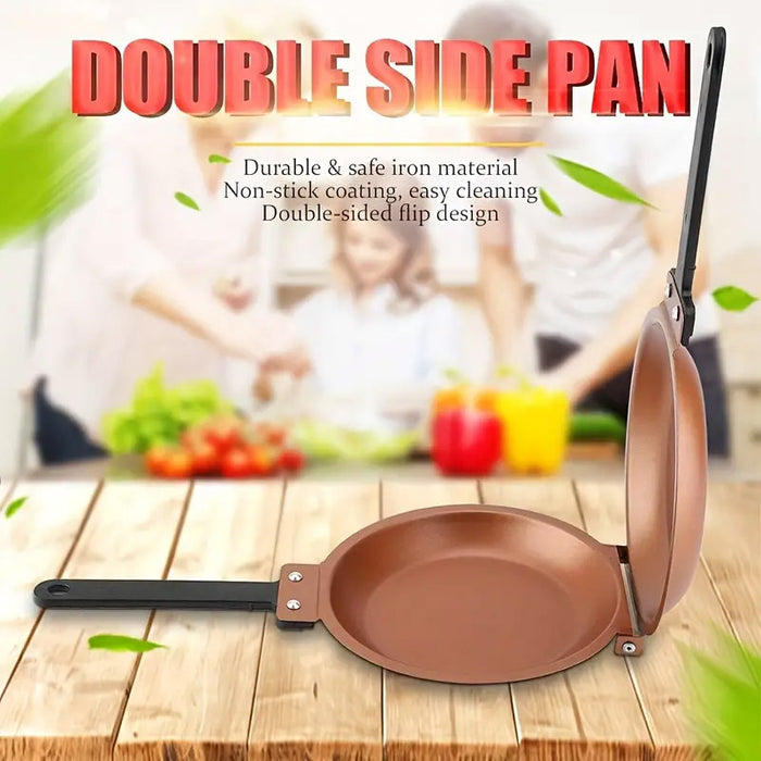 Double-Sided Folding Frying Pan Titanium Steel 18cm for Pancakes and Omelettes