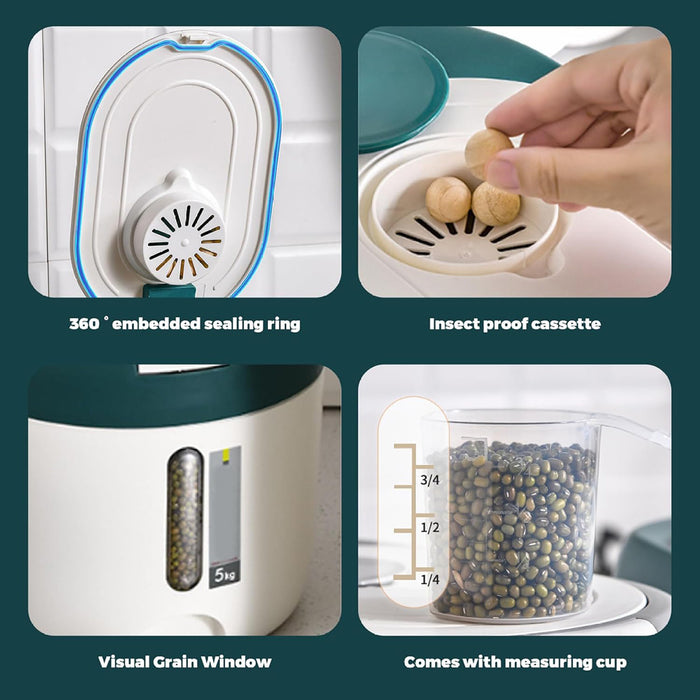 10KG Rice Storage Container with Airtight Seal and Scale