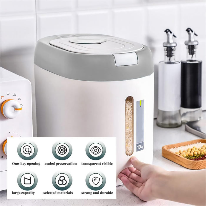 10KG Rice Storage Container with Airtight Seal and Scale
