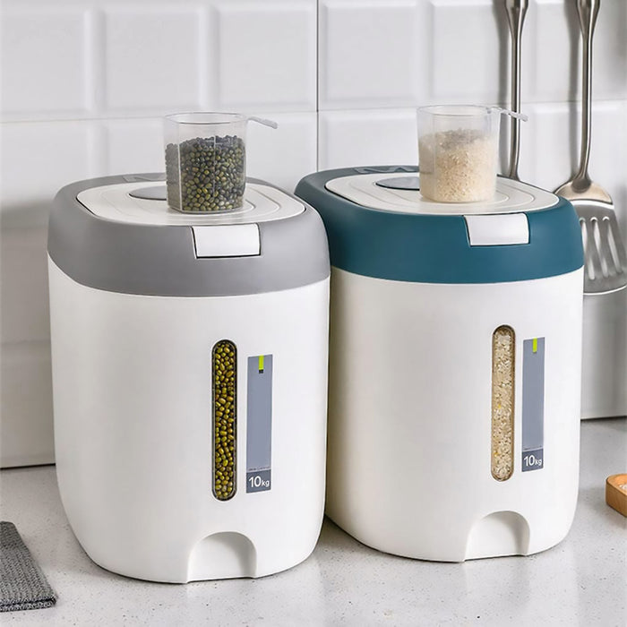 10KG Rice Storage Container with Airtight Seal and Scale