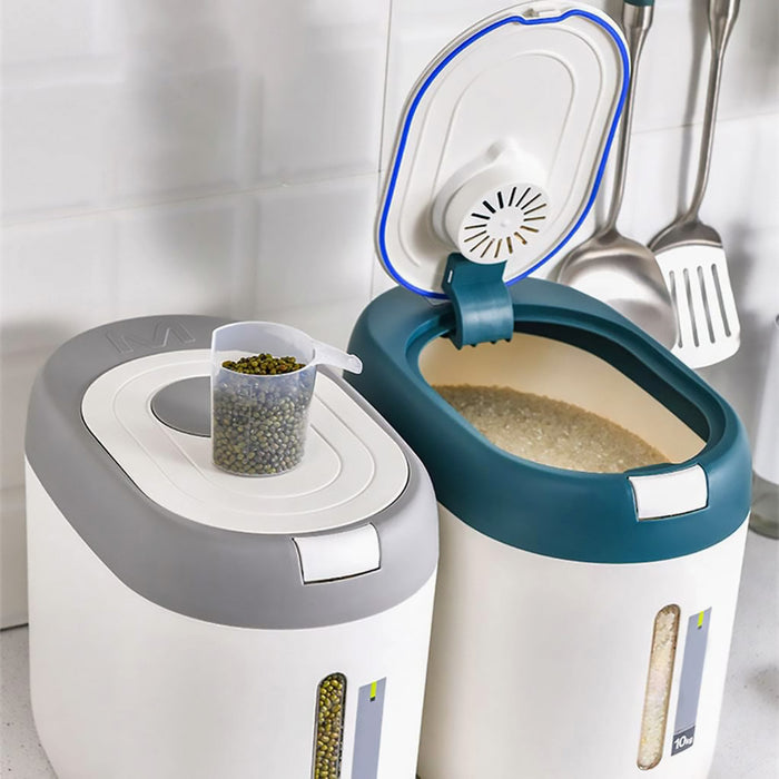 10KG Rice Storage Container with Airtight Seal and Scale