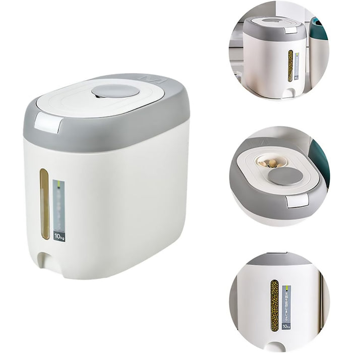 10KG Rice Storage Container with Airtight Seal and Scale