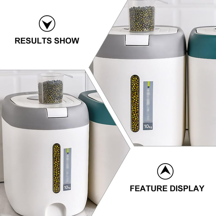 10KG Rice Storage Container with Airtight Seal and Scale