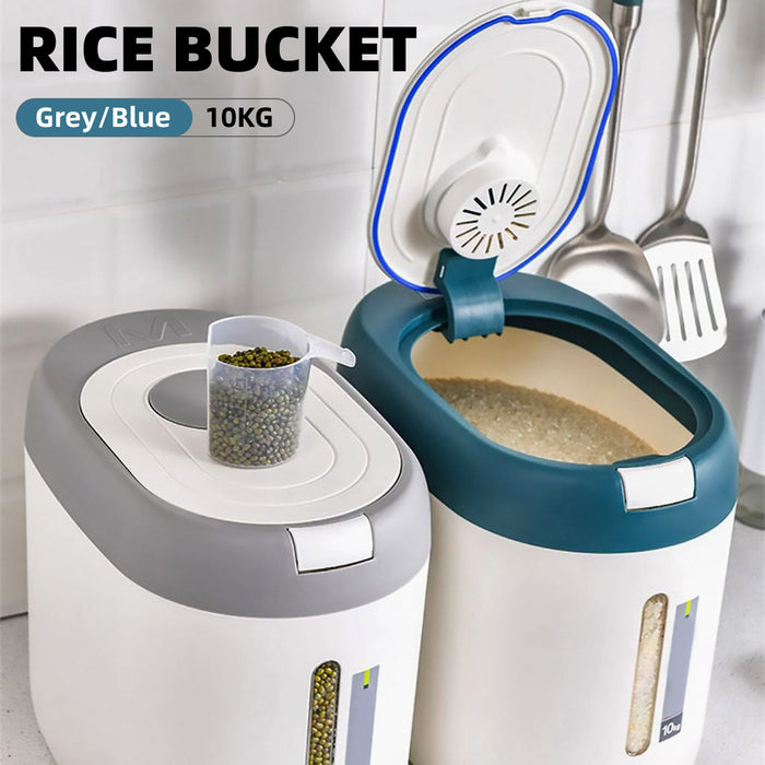 10KG Rice Storage Container with Airtight Seal and Scale