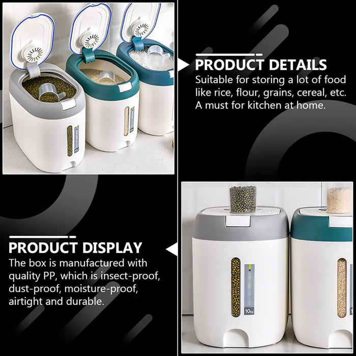 10KG Rice Storage Container with Airtight Seal and Scale