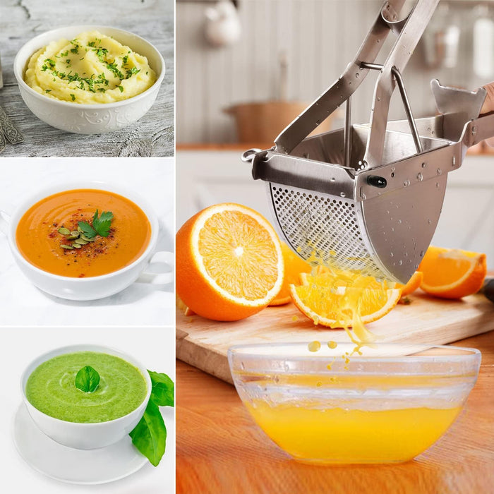Stainless Steel Potato Ricer with Ergonomic Handle Juicer