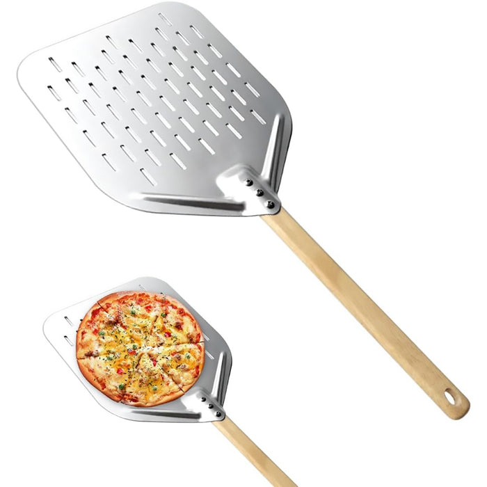 12 Inch Aluminium Alloy Pizza Shovel with Oak Wood Handle 30 x 39.5 cm