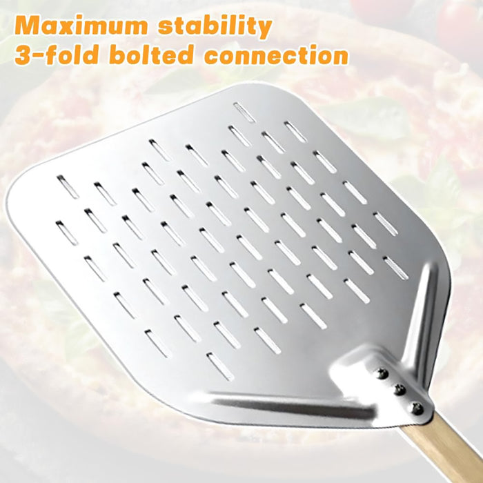 12 Inch Aluminium Alloy Pizza Shovel with Oak Wood Handle 30 x 39.5 cm
