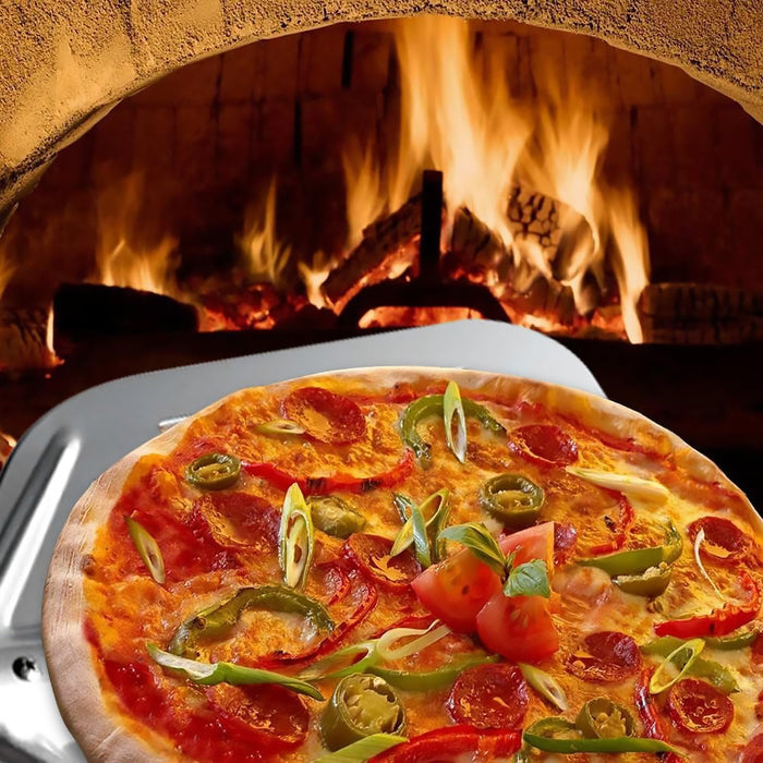 12 Inch Aluminium Alloy Pizza Shovel with Oak Wood Handle 30 x 39.5 cm