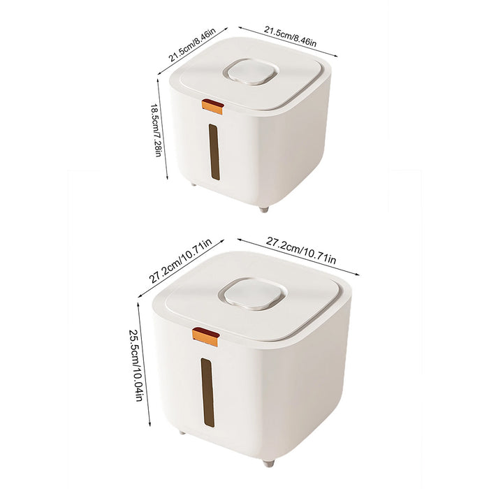 Rice Storage Container with Triple Seal Auto-Lock Lid White