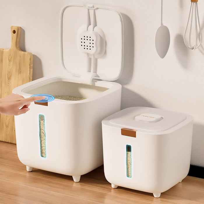 Rice Storage Container with Triple Seal Auto-Lock Lid White