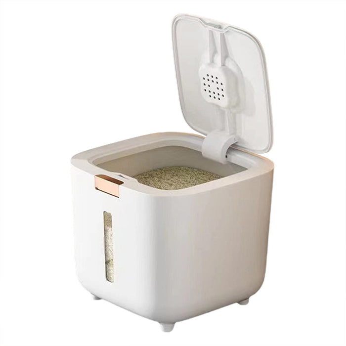 Rice Storage Container with Triple Seal Auto-Lock Lid White