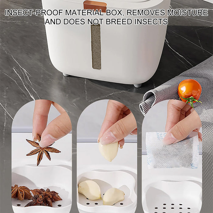 Rice Storage Container with Triple Seal Auto-Lock Lid White