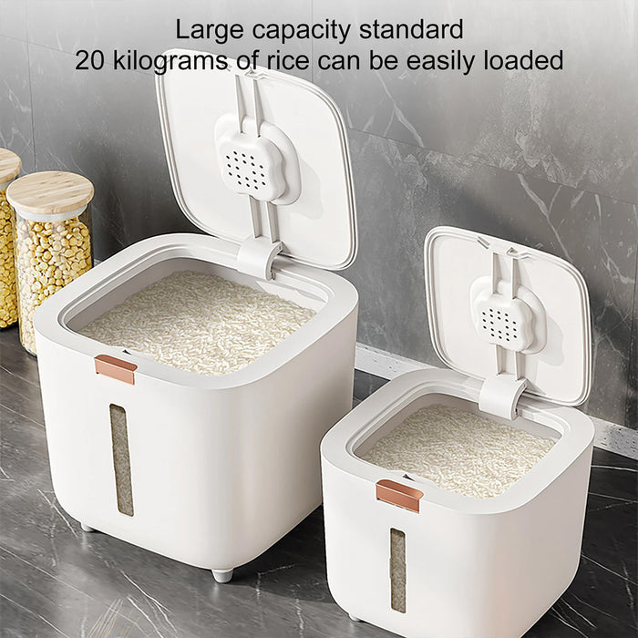 Rice Storage Container with Triple Seal Auto-Lock Lid White