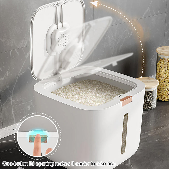 Rice Storage Container with Triple Seal Auto-Lock Lid White