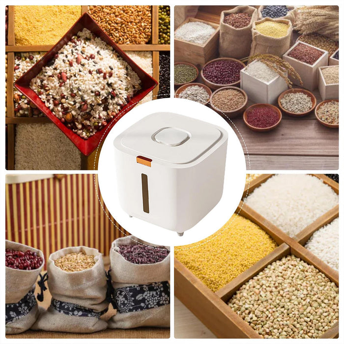 Rice Storage Container with Triple Seal Auto-Lock Lid White