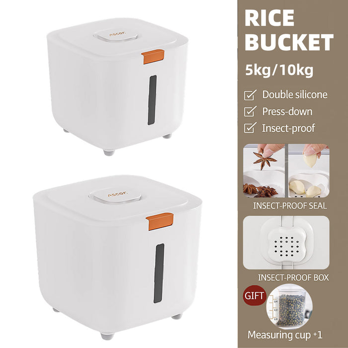 Rice Storage Container with Triple Seal Auto-Lock Lid White