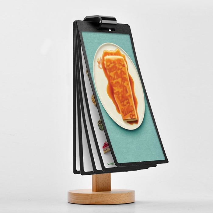 Wooden Tabletop Menu Holder Stand 20 x 10 cm with PVC Panel