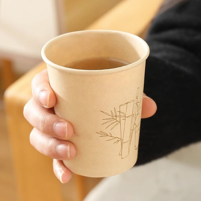 500 Pcs Disposable Paper Coffee Cups 9oz Bamboo Pulp Leak Proof