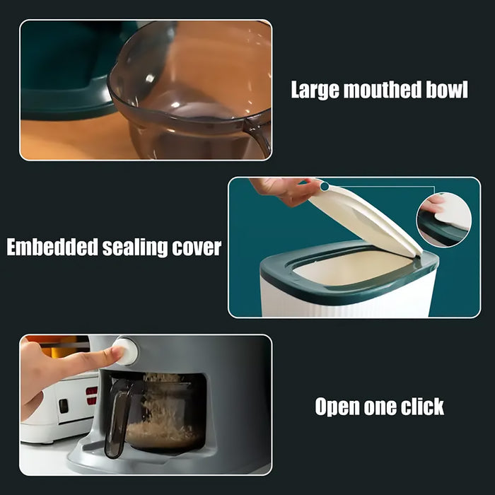 Rice Storage Container 10kg Press-to-Dispense with Clear Window
