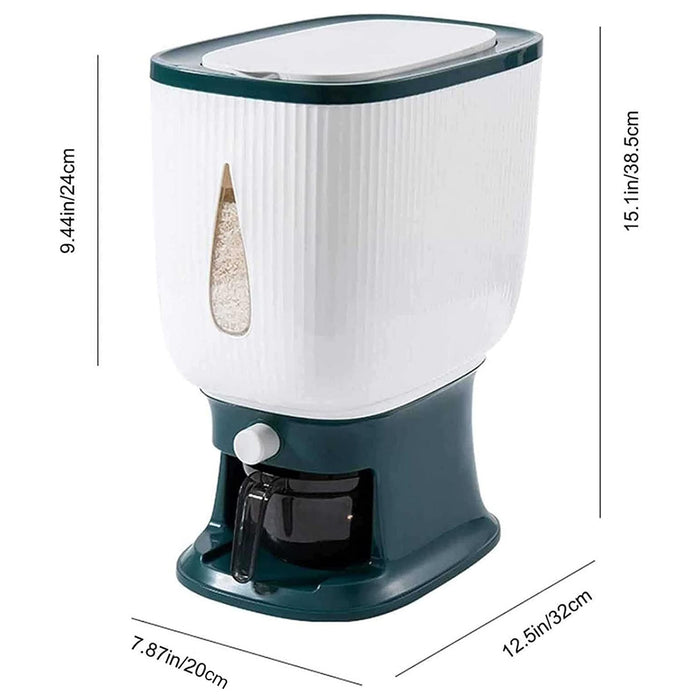 Rice Storage Container 10kg Press-to-Dispense with Clear Window
