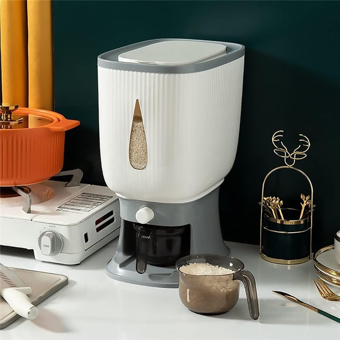 Rice Storage Container 10kg Press-to-Dispense with Clear Window