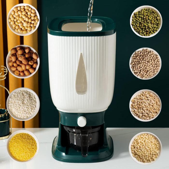 Rice Storage Container 10kg Press-to-Dispense with Clear Window