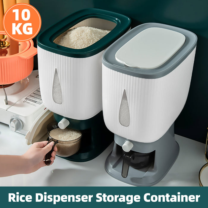 Rice Storage Container 10kg Press-to-Dispense with Clear Window
