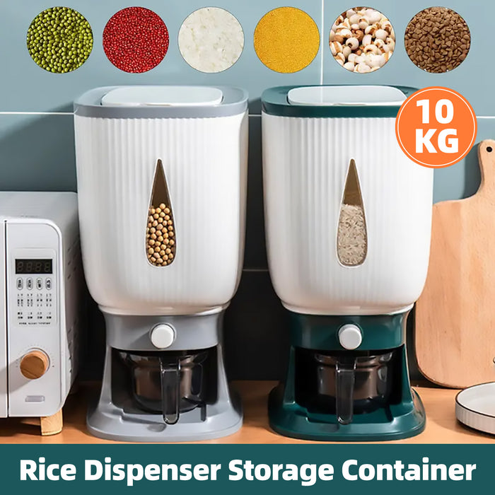 Rice Storage Container 10kg Press-to-Dispense with Clear Window