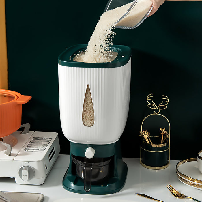Rice Storage Container 10kg Press-to-Dispense with Clear Window