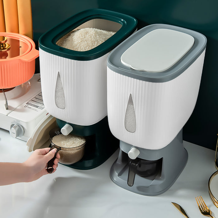 Rice Storage Container 10kg Press-to-Dispense with Clear Window
