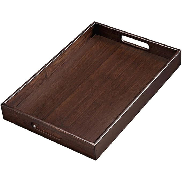 Bamboo Tea Serving Tray Walnut Colour with Handles