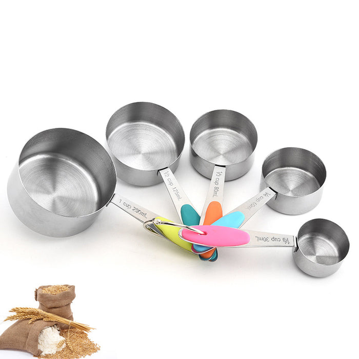 10 Pcs Measuring Spoons and Cups 430 Steel Silicone Scale