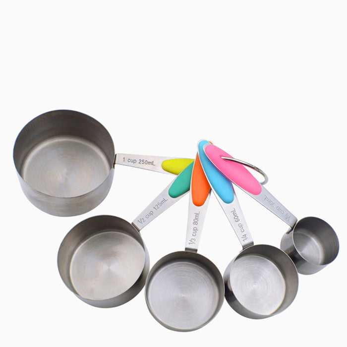 10 Pcs Measuring Spoons and Cups 430 Steel Silicone Scale